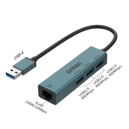 ONTEN OTN-5226 4 in 1 USB 2.0 to RJ45 (100) + USB2.0*3 Hub