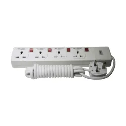 Many MTS-144  3 Pin 4 Port White Power Strip
