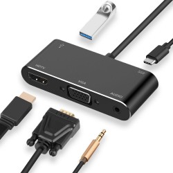 Onten Dual Display Port HDMI/VGA/Audio/USB 3.0 Hub With PD Charger