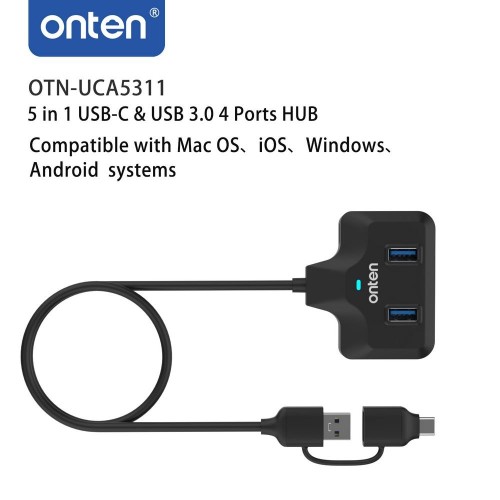 Onten USB 3.1 Gen1 5G Hub with Gigabit Ethernet Card