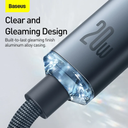 Baseus Crystal Shine Series 20W Fast Charging Type-C to Lightning For Iphone1.2m Data Cable Black CAJY000201