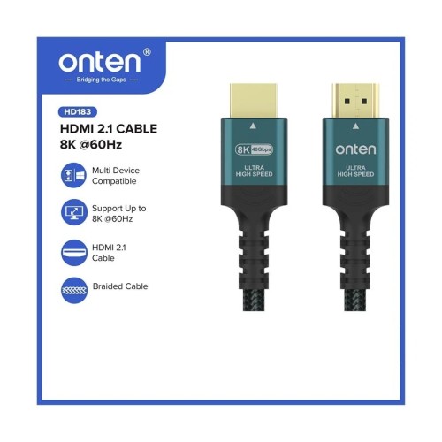 Onten OTN-HD183 HDMI 2.1 Male to Male 3 Meter 8K Cable Black