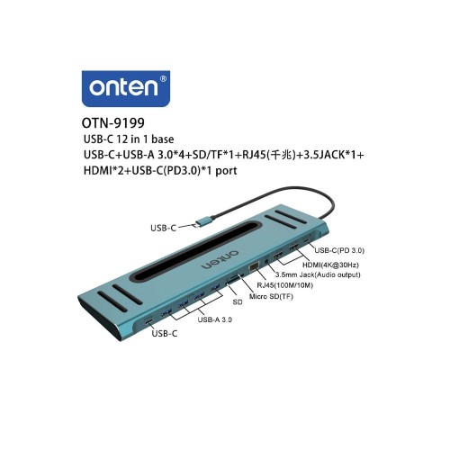 Onten All-in-one USB-C Multi Function Docking Station 12 in 1